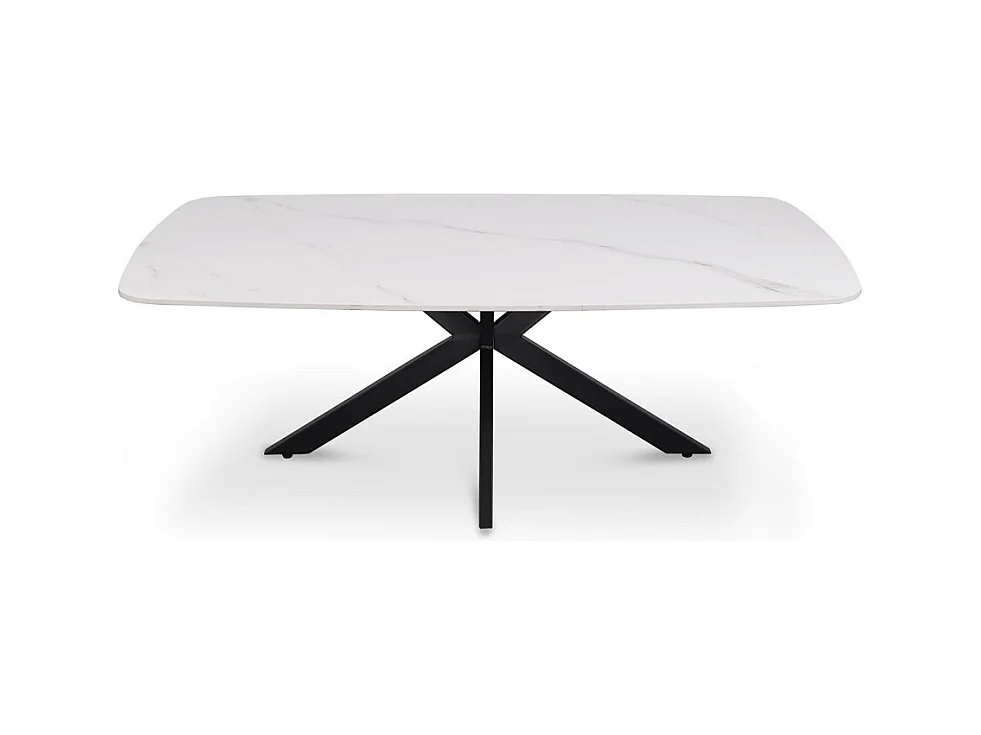 Table basse ARVENA – Table basse rectangulaire 130x70 cm – Pierre blanche & métal – Design moderne haut de gamme