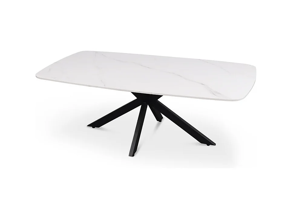 Table basse ARVENA – Table basse rectangulaire 130x70 cm – Pierre blanche & métal – Design moderne haut de gamme