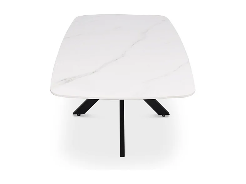 Table basse ARVENA – Table basse rectangulaire 130x70 cm – Pierre blanche & métal – Design moderne haut de gamme