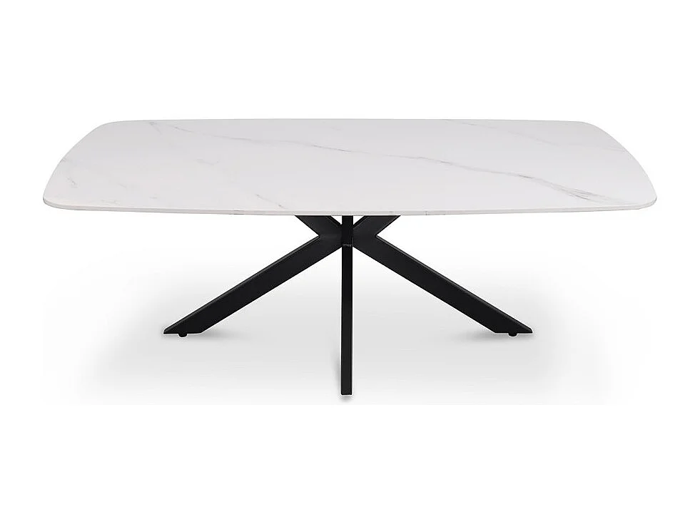 Table basse ARVENA – Table basse rectangulaire 130x70 cm – Pierre blanche & métal – Design moderne haut de gamme