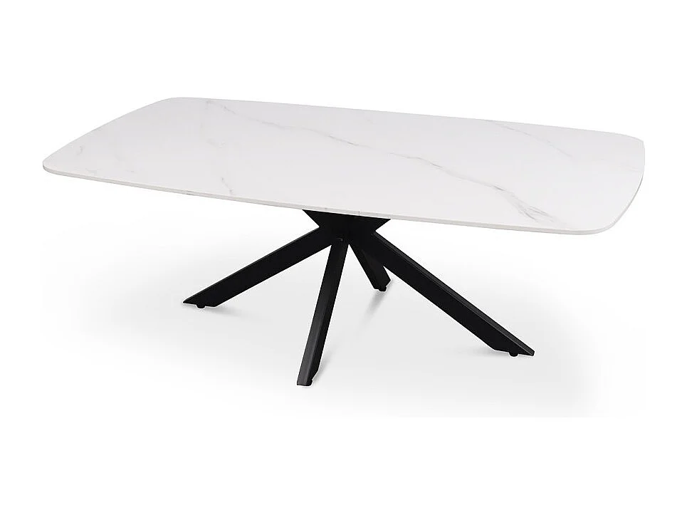 Table basse ARVENA – Table basse rectangulaire 130x70 cm – Pierre blanche & métal – Design moderne haut de gamme