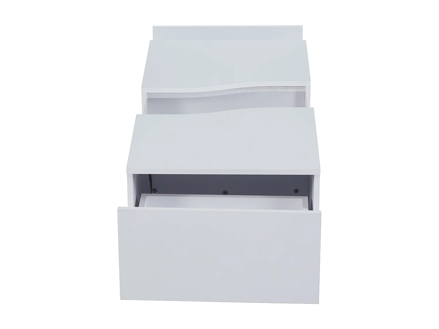 Salontafel met 2 lades en LED, in MDF en acryl, in hoogglans witte lak