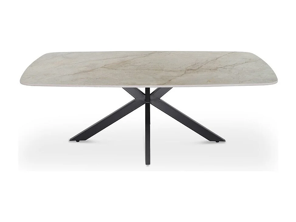 Table basse ARVENA – Table basse rectangulaire 130x70 cm – Marbre beige & métal – Design haut de gamme et raffiné