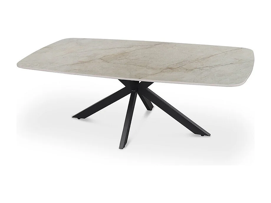 Table basse ARVENA – Table basse rectangulaire 130x70 cm – Marbre beige & métal – Design haut de gamme et raffiné