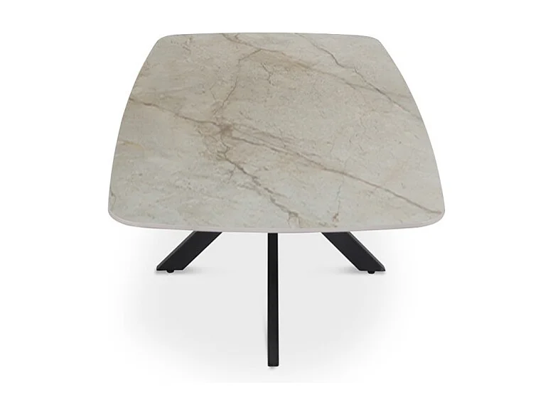 Table basse ARVENA – Table basse rectangulaire 130x70 cm – Marbre beige & métal – Design haut de gamme et raffiné