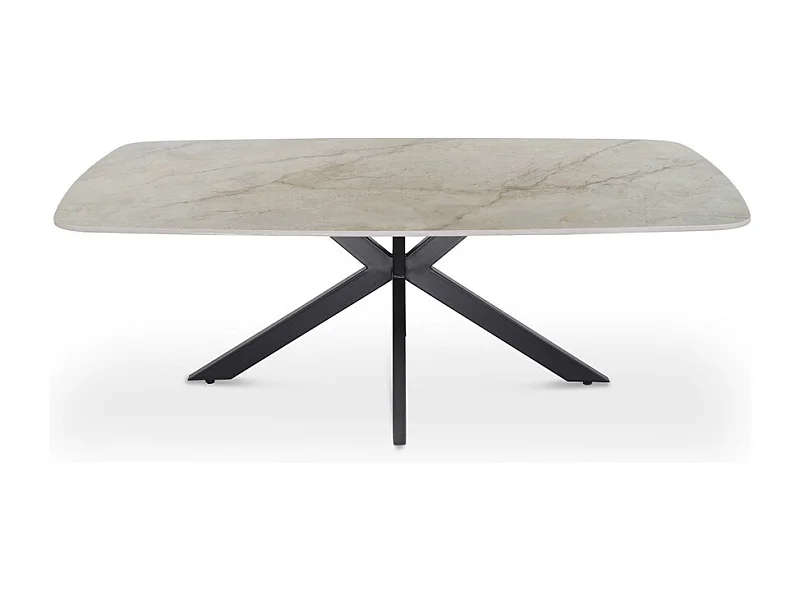 Table basse ARVENA – Table basse rectangulaire 130x70 cm – Marbre beige & métal – Design haut de gamme et raffiné