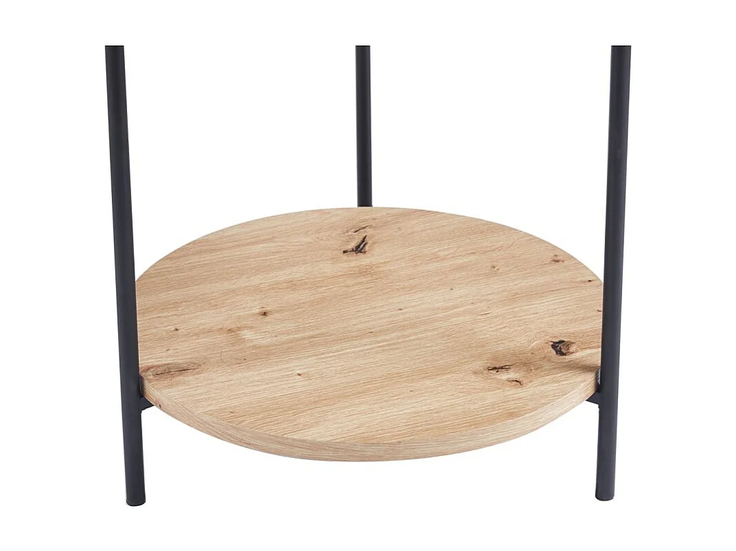 Mesa baja NORWYN – Color roble envejecido – Mesa baja redonda Ø45 cm – MDF – Diseño compacto y original