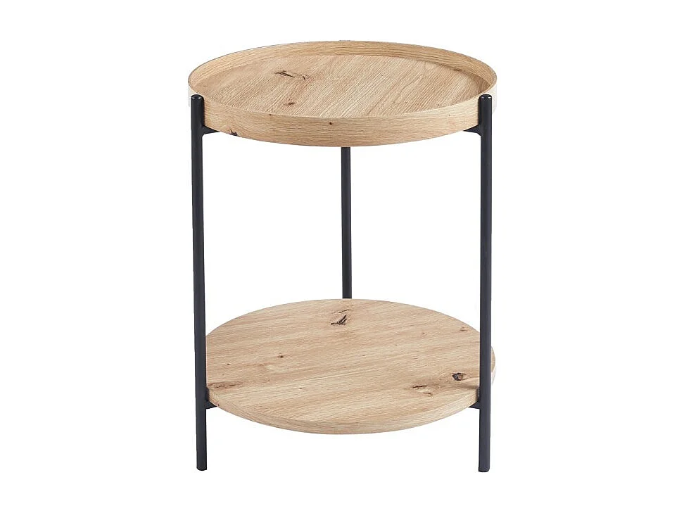 Table basse NORWYN – Coloris chêne vieilli – Table basse ronde Ø45 cm – MDF – Design compact et original