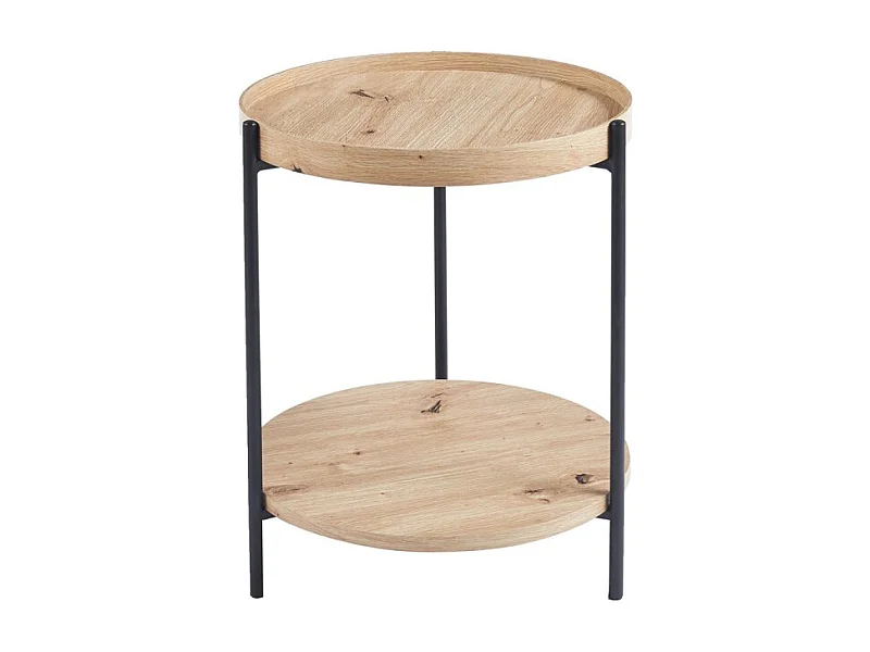 Table basse NORWYN – Coloris chêne vieilli – Table basse ronde Ø45 cm – MDF – Design compact et original