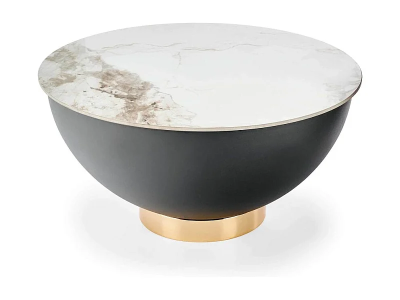 Table Basse Cecilia/Céramique/Métal/Blanc&Noir