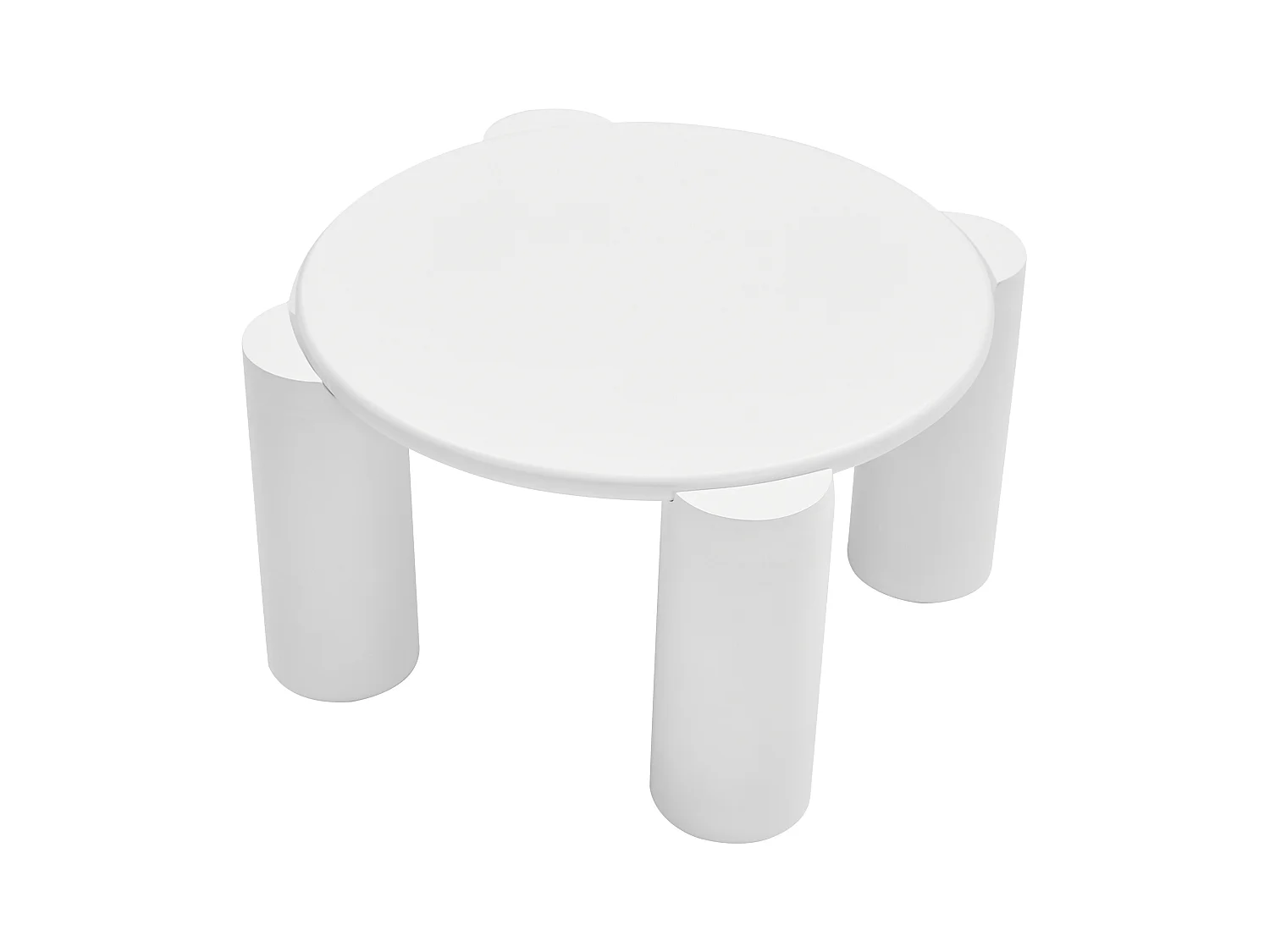 Table basse ronde 70x70x41cm - Table basse blanche avec plateau en MDF et 4 pieds de support - convient pour salon, chambre, balcon