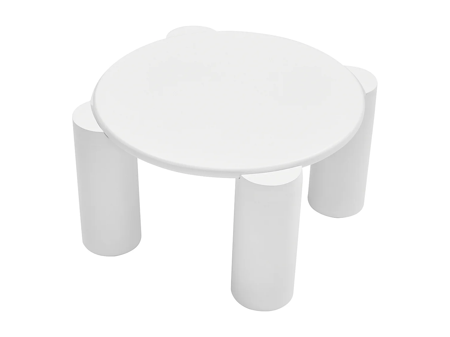 Table basse ronde 70x70x41cm - Table basse blanche avec plateau en MDF et 4 pieds de support - convient pour salon, chambre, balcon