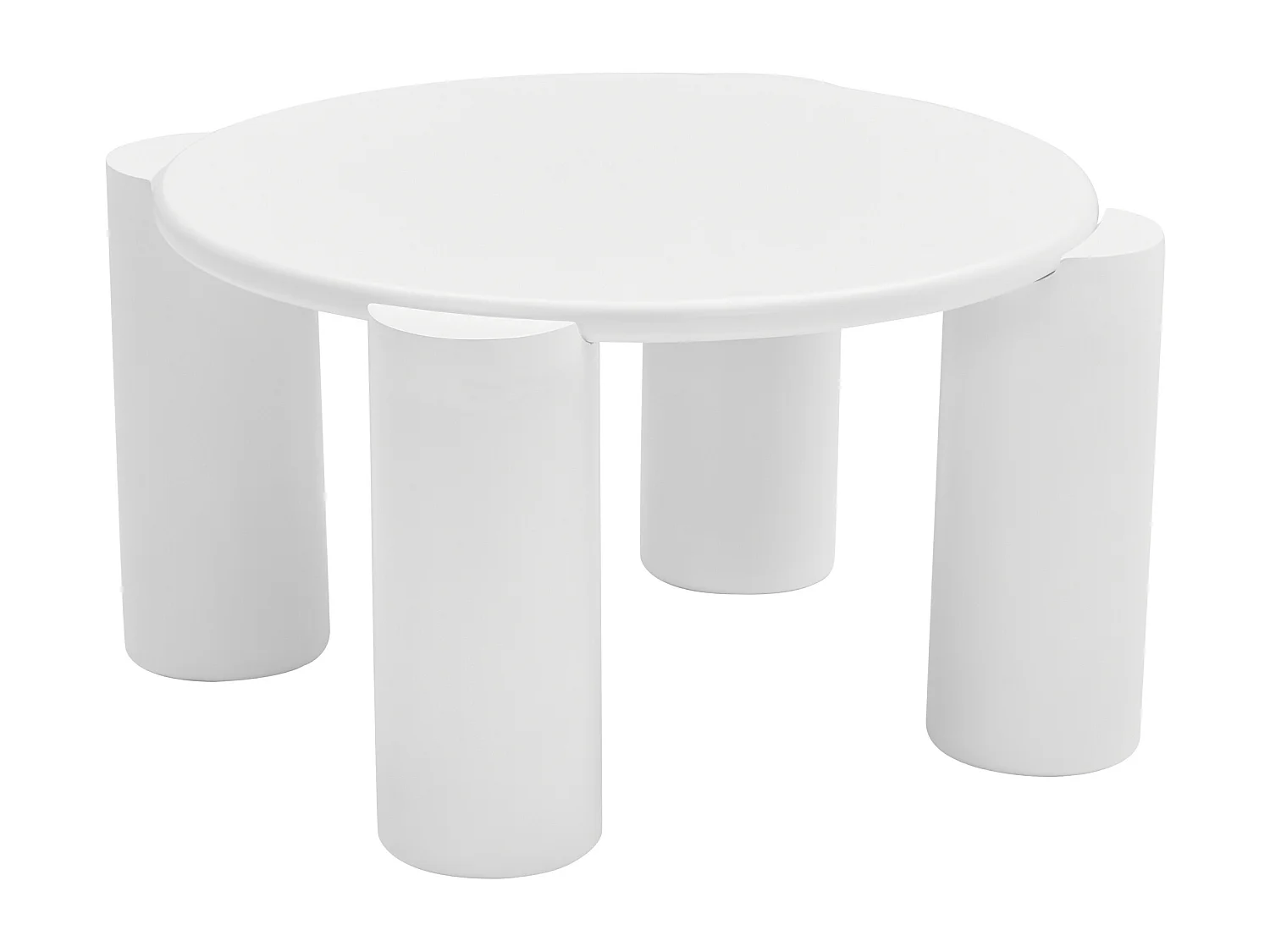 Table basse ronde 70x70x41cm - Table basse blanche avec plateau en MDF et 4 pieds de support - convient pour salon, chambre, balcon