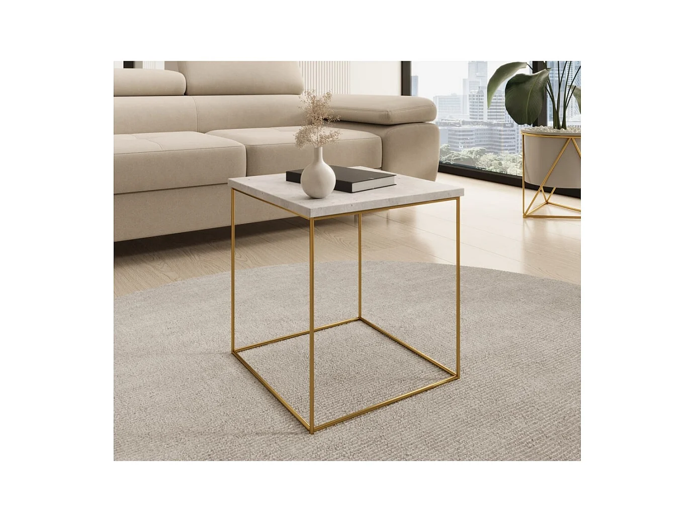 Table de canapé Arina premium /Métal/Contreplaqué/Gris