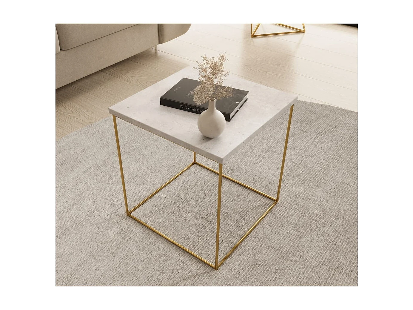 Table de canapé Arina premium /Métal/Contreplaqué/Gris