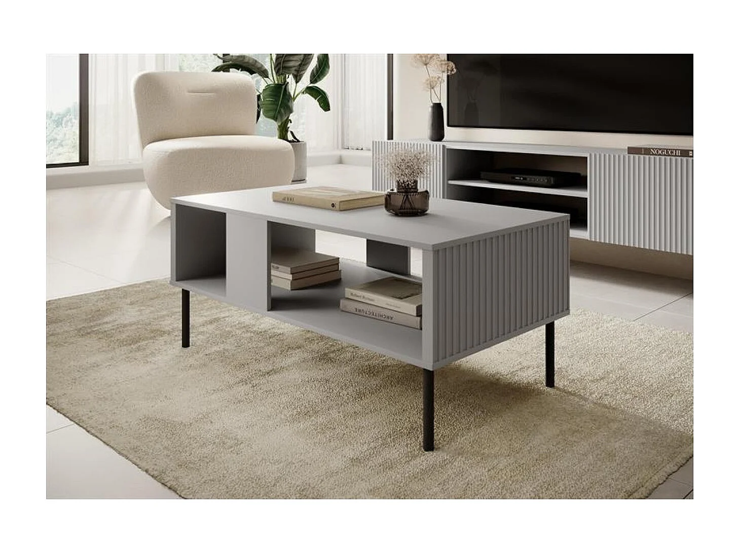 Table basse asensio/Métal/MDF/Gris