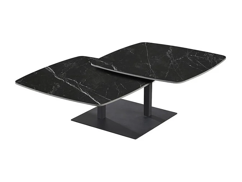 Table basse VIRELLO – Table basse ronde Ø70 cm – Pierre naturelle noire & métal – Design contemporain et sophistiqué