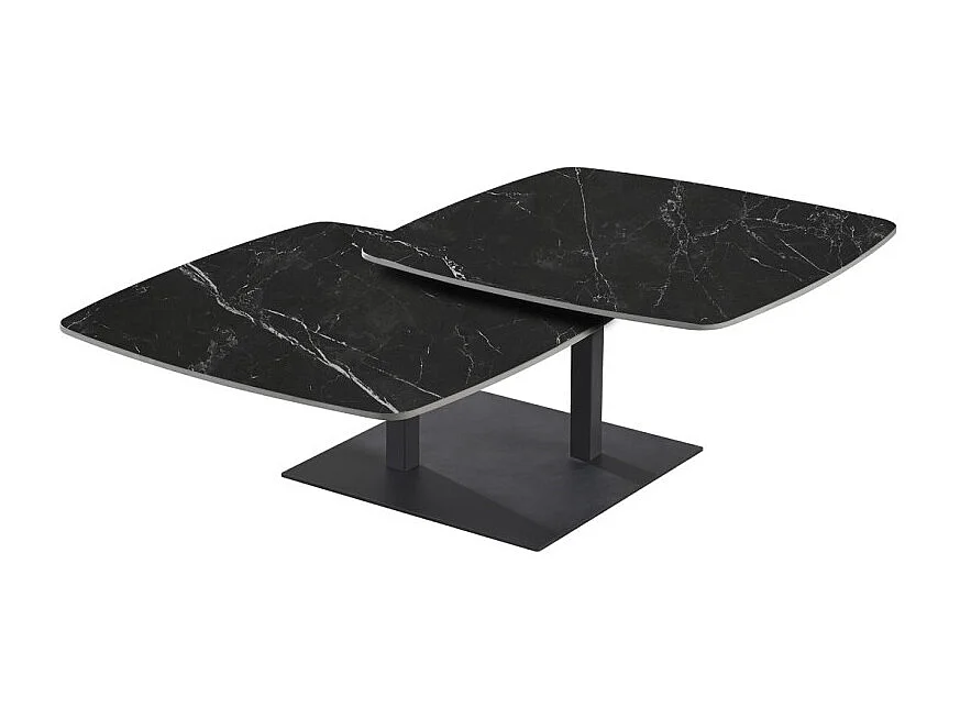 Table basse VIRELLO – Table basse ronde Ø70 cm – Pierre naturelle noire & métal – Design contemporain et sophistiqué