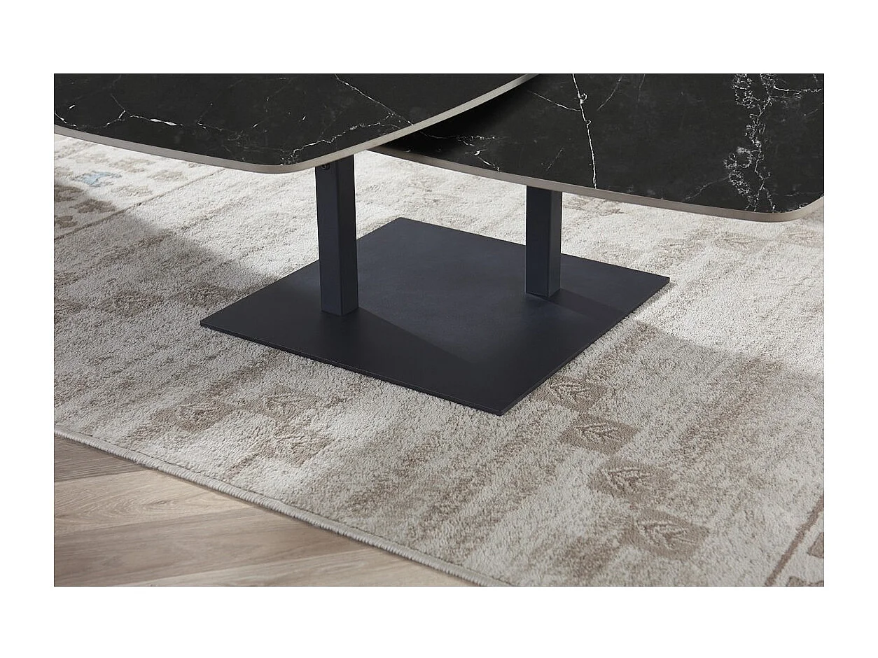 Table basse VIRELLO – Table basse ronde Ø70 cm – Pierre naturelle noire & métal – Design contemporain et sophistiqué