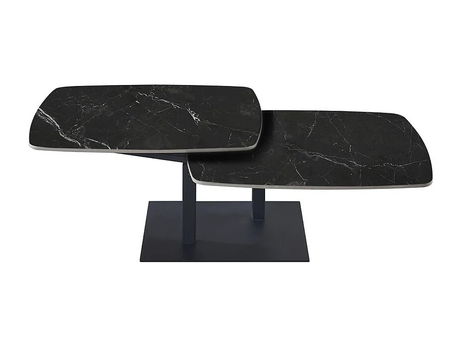 Table basse VIRELLO – Table basse ronde Ø70 cm – Pierre naturelle noire & métal – Design contemporain et sophistiqué
