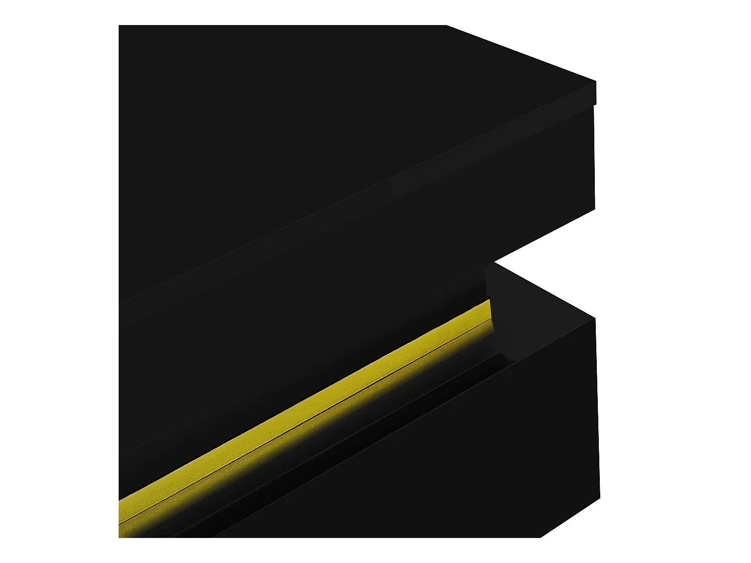 Table basse carrée - Table basse noire avec 2 tiroirs de rangement - Bordure dorée - pour salon et bureau