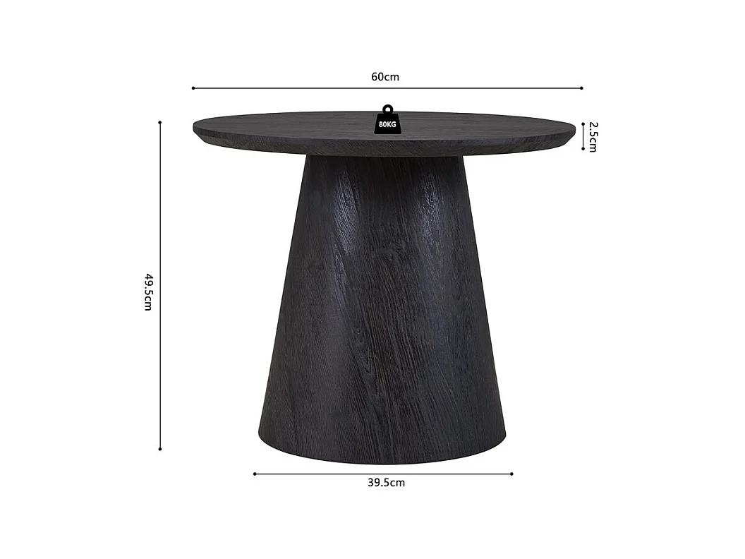 Mesa baja BOKOR – Color marrón oscuro – Mesa baja redonda 60x60 cm – MDF – Diseño moderno y compacto