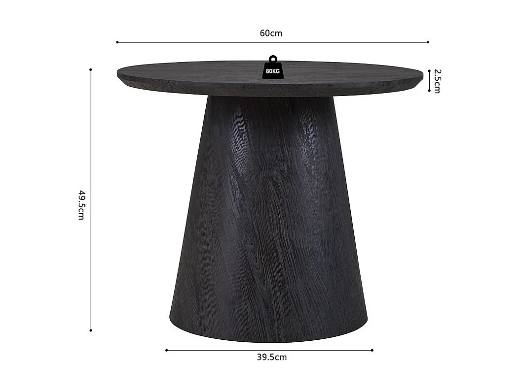 Mesa de Centro BOKOR – Cor marrom escuro – Mesa de centro redonda 60x60 cm – MDF – Design moderno e compacto