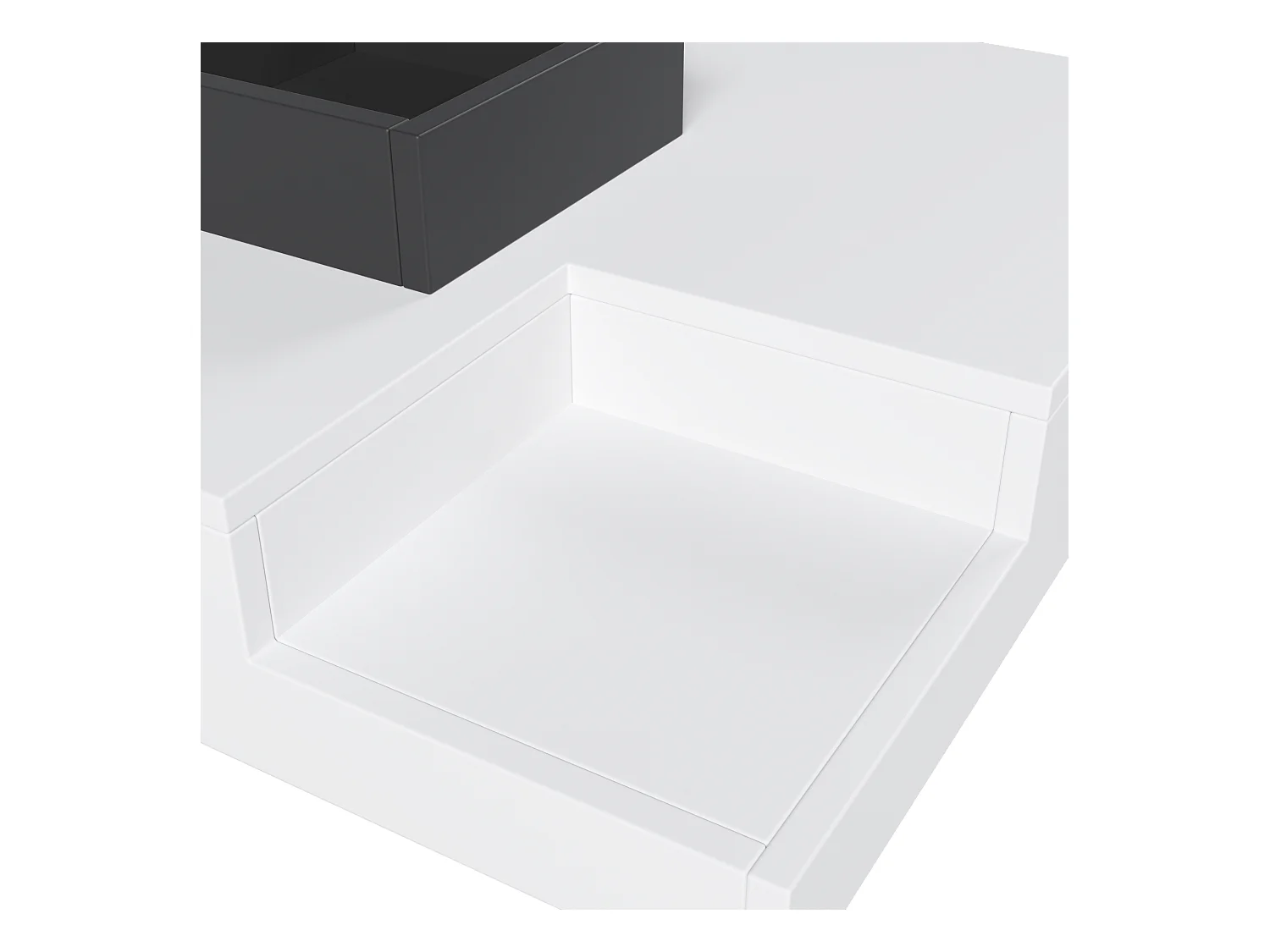 Table basse de salon 72x72x30 cm - Table basse blanche avec coffre de rangement amovible - éclairage LED