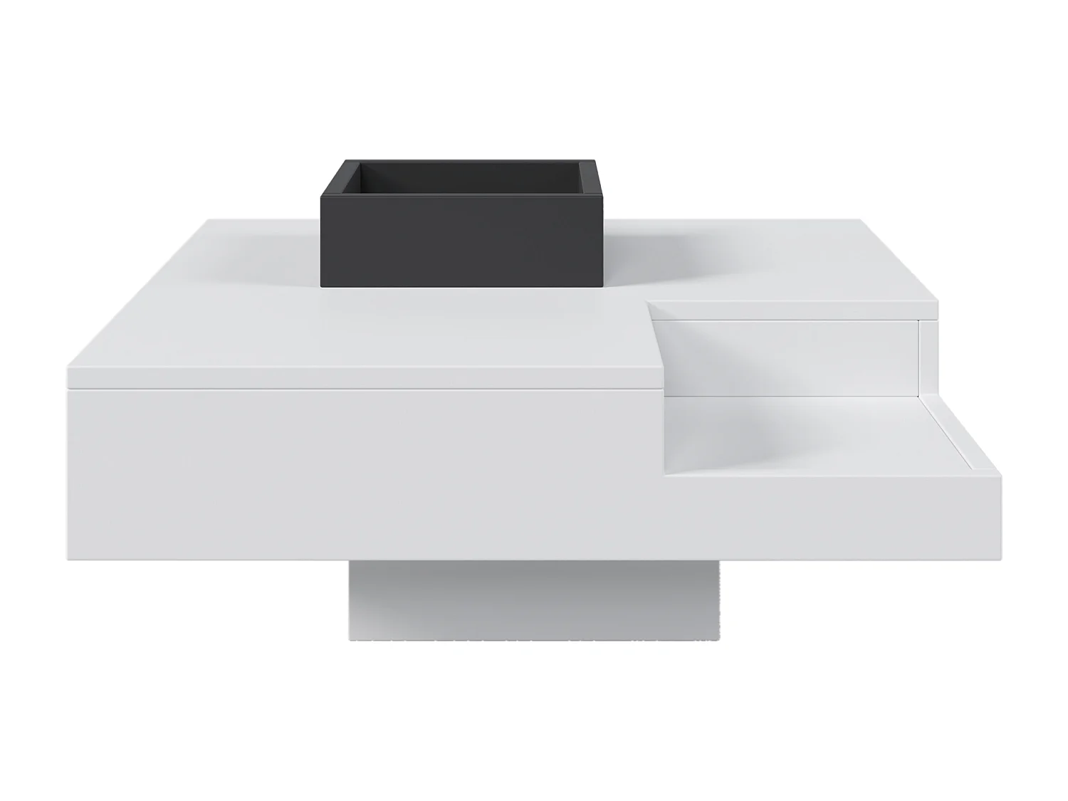 Table basse de salon 72x72x30 cm - Table basse blanche avec coffre de rangement amovible - éclairage LED