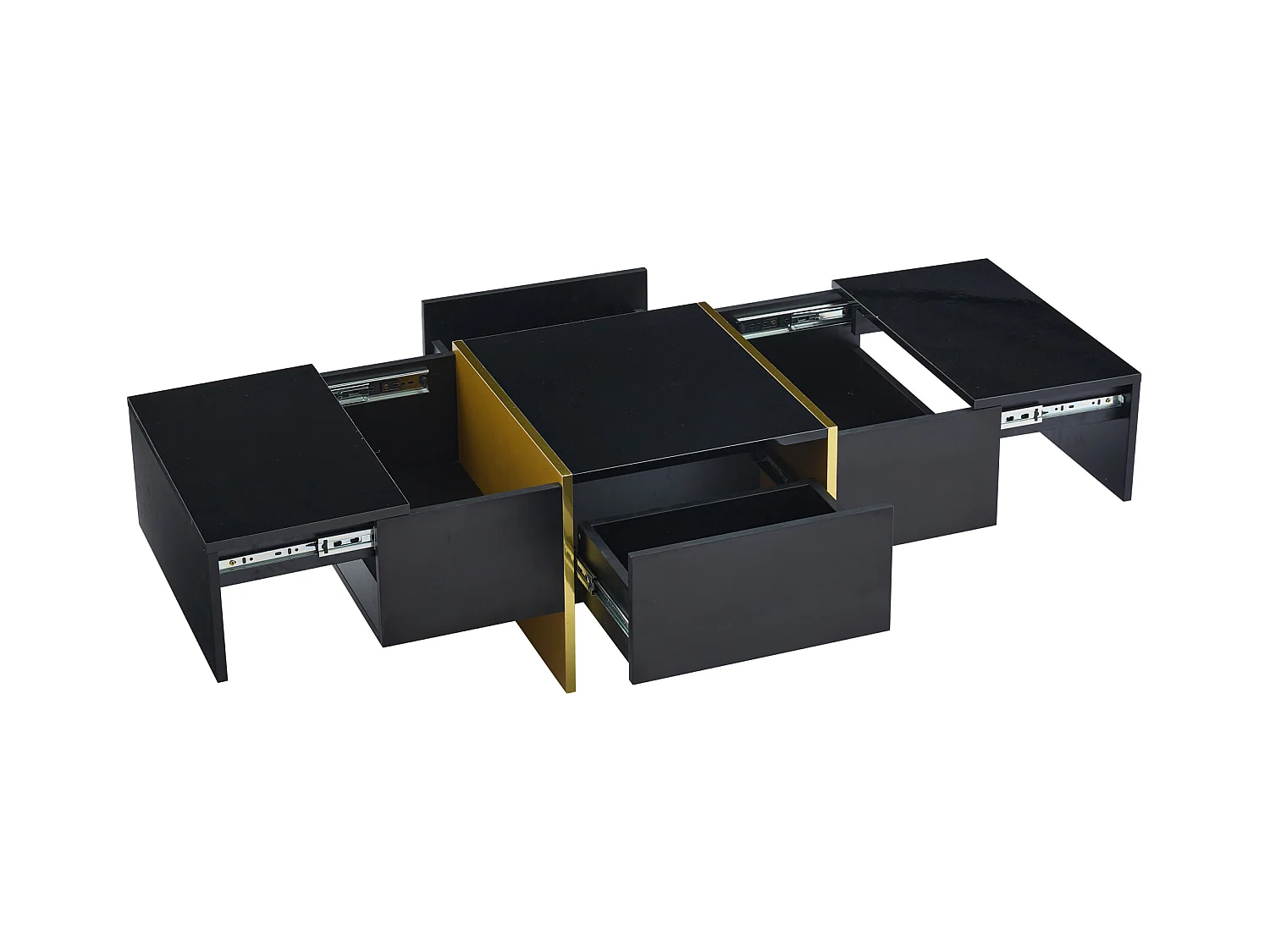 Table basse de salon - 100 x 50 x 35 cm - avec 4 tiroirs - table d'appoint pour petit appartement - MDF - noir
