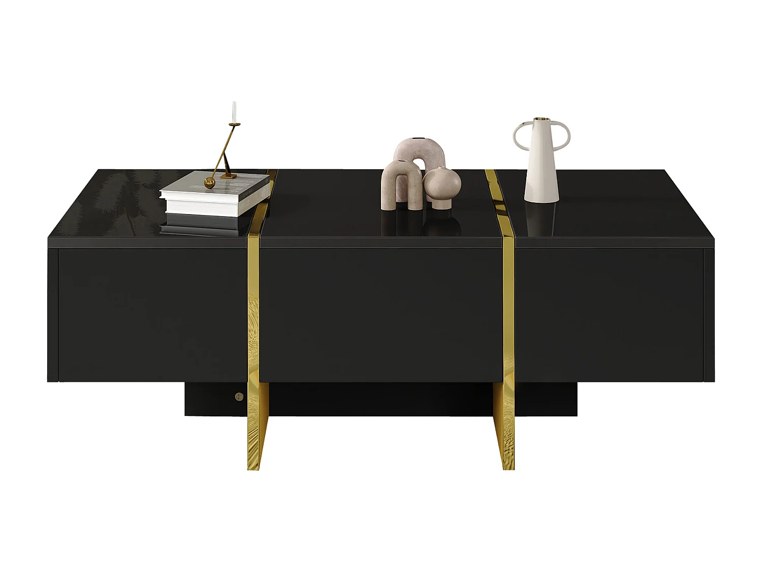 Tavolino da caffè - 100 x 50 x 35 cm - con 4 cassetti - Tavolino per piccoli appartamenti - MDF - Nero