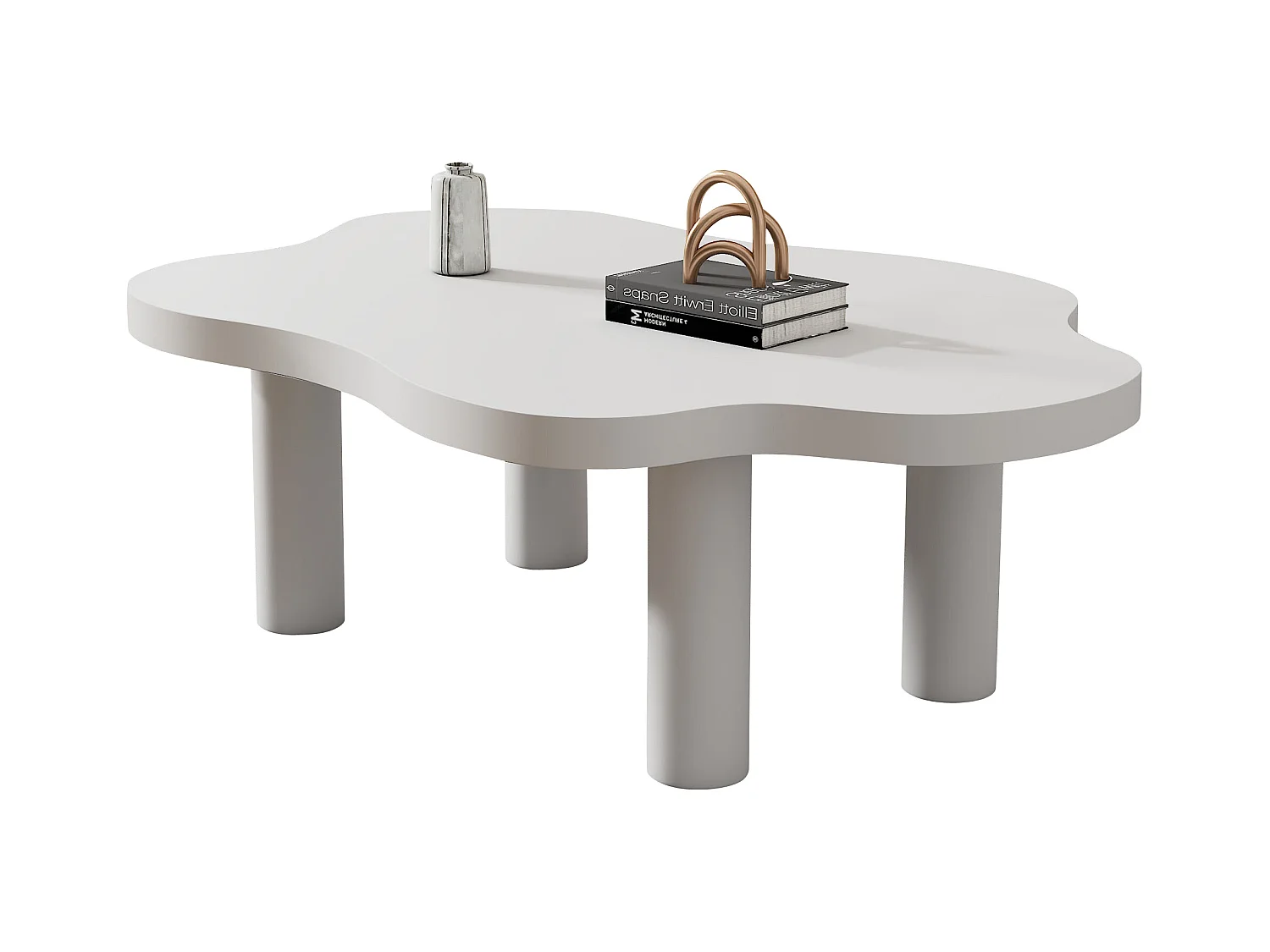 Table basse nuage de salon irrégulière - table basse blanche avec plateau en MDF - 100x70x40 cm