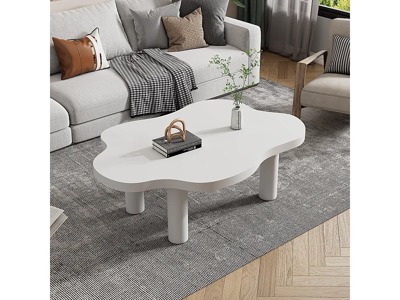 Onregelmatige Wolken Salontafel - Witte Salontafel met MDF Blad - 100x70x40 cm