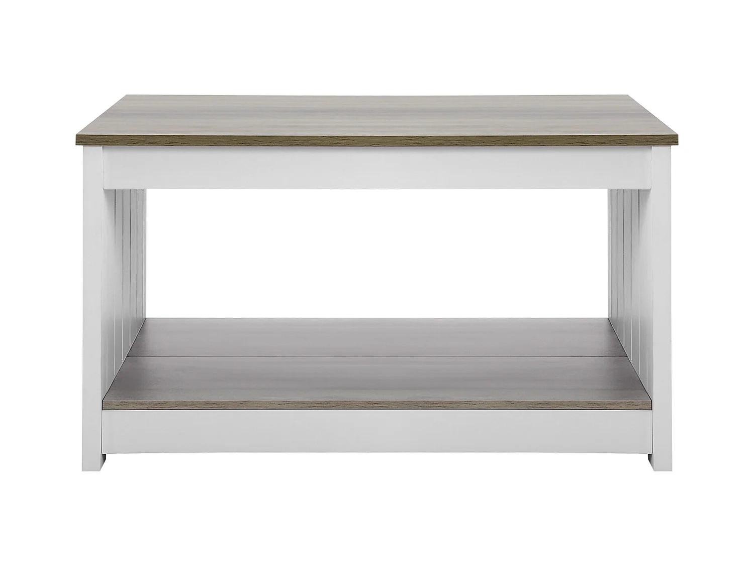 Table Basse SucceBuy 800 mm, Table Basse de Style Campagnard avec Rangement Ouvert, Gris-Blanc, pour Salon, Chambre, Appartement, Studio