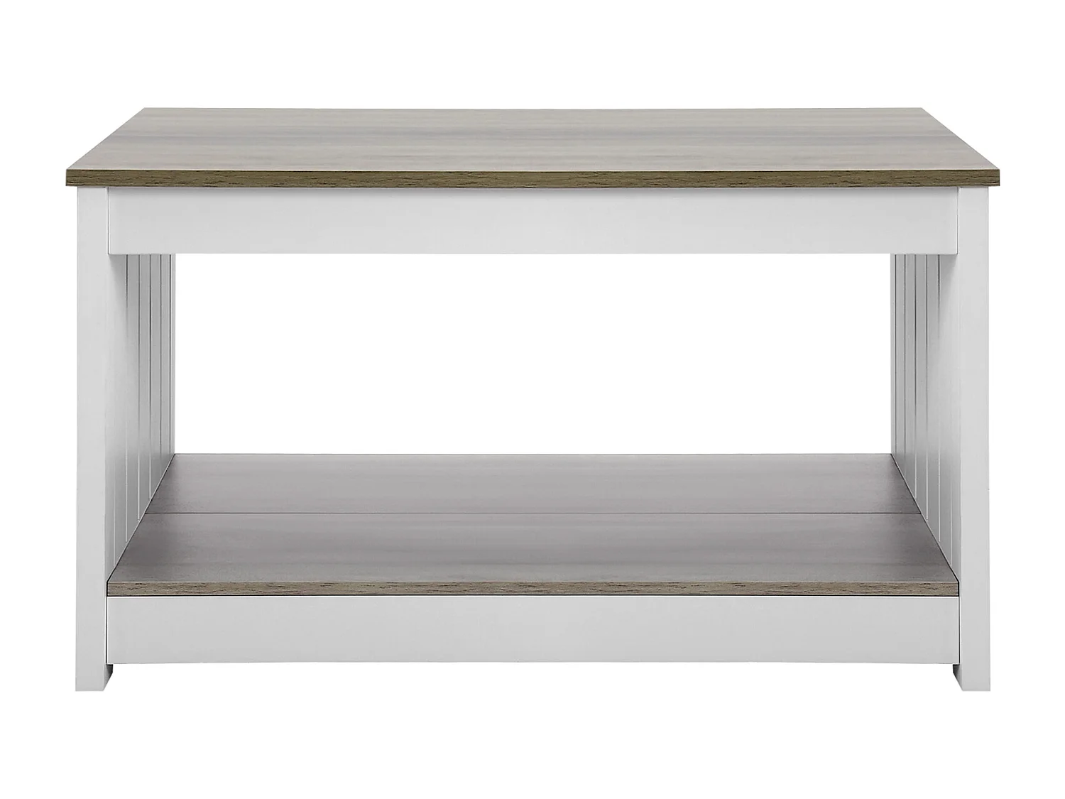 Table Basse SucceBuy 800 mm, Table Basse de Style Campagnard avec Rangement Ouvert, Gris-Blanc, pour Salon, Chambre, Appartement, Studio