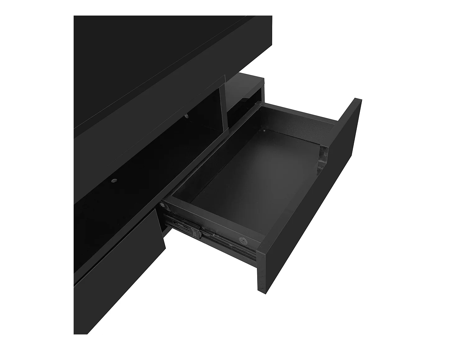 Table basse noire - table basse brillante avec bande lumineuse LED - 4 tiroirs - pour le salon et le bureau