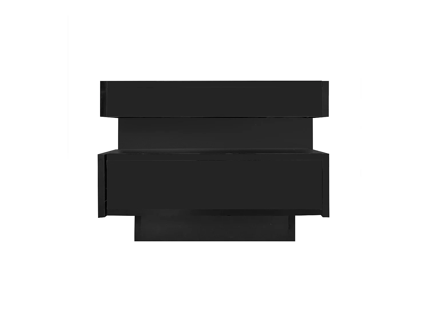 Table basse noire - table basse brillante avec bande lumineuse LED - 4 tiroirs - pour le salon et le bureau