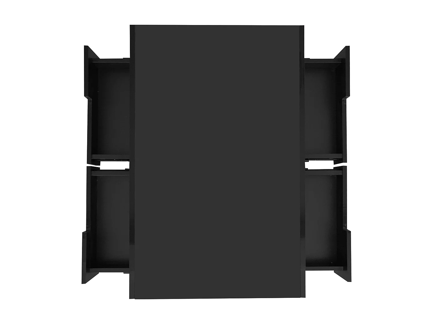 Table basse noire - table basse brillante avec bande lumineuse LED - 4 tiroirs - pour le salon et le bureau