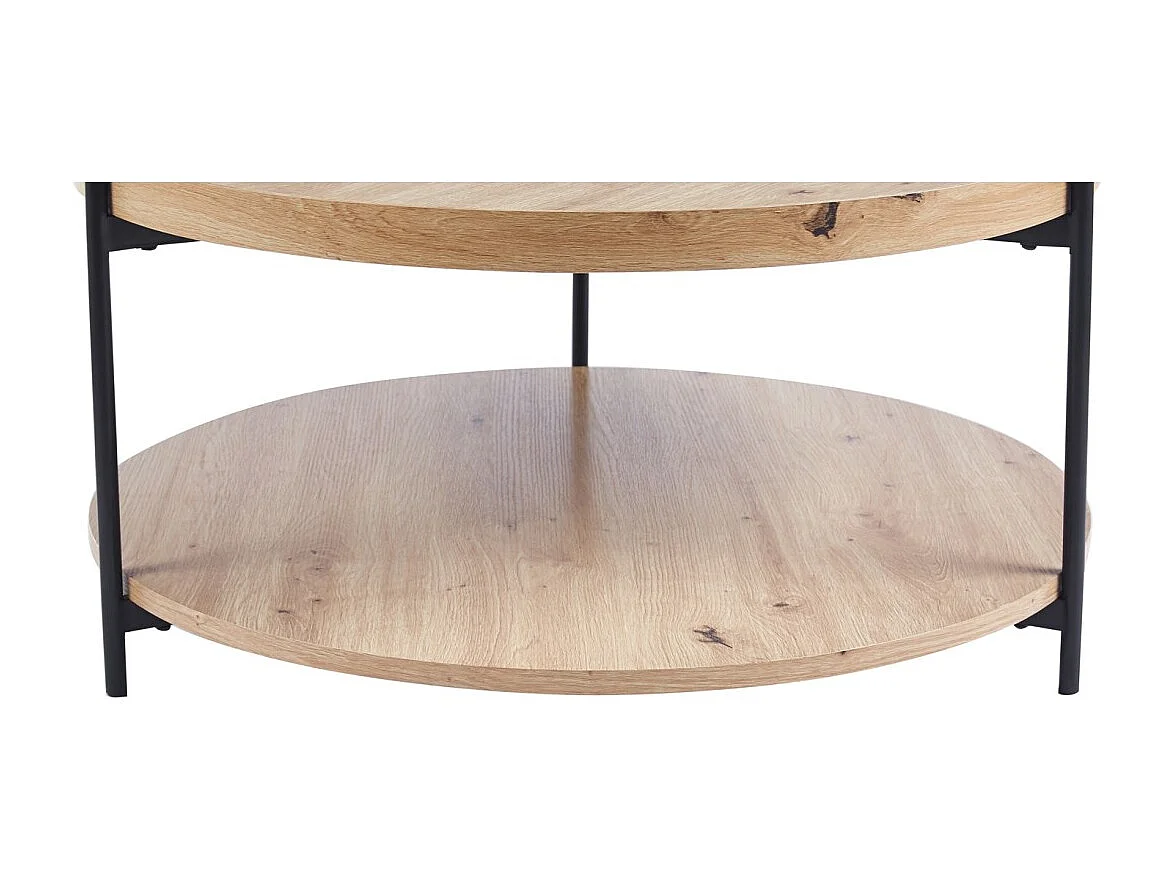 Mesa baja NORWYN – Color roble envejecido – Mesa baja redonda Ø80 cm – MDF – Diseño original