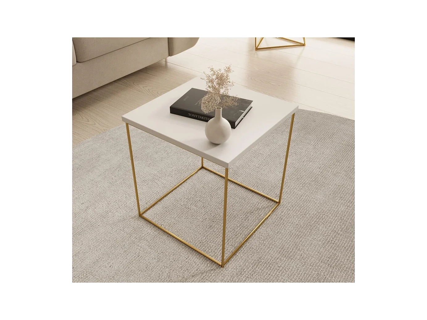 Table de canapé Arina premium /Métal/Contreplaqué/Blanc