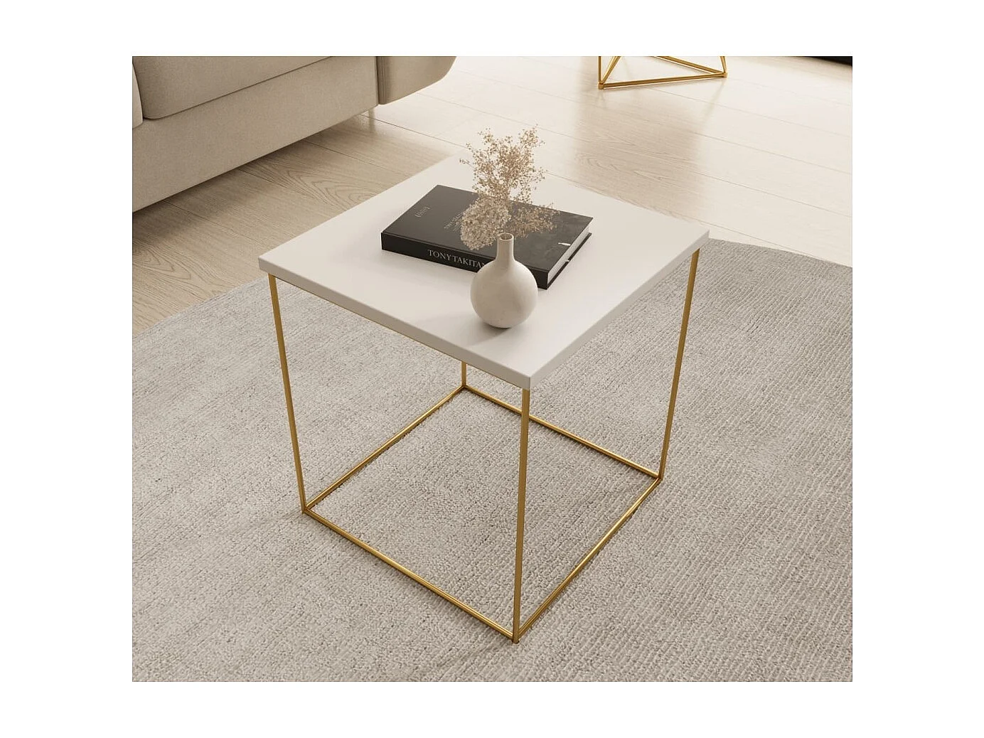 Table de canapé Arina premium /Métal/Contreplaqué/Blanc