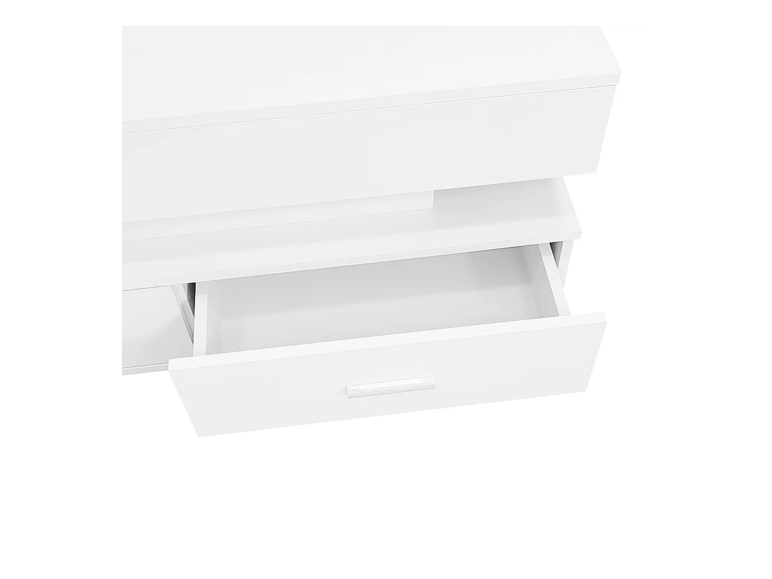 Table basse blanc - avec 2 tiroirs et plateau relevable hydraulique - éclairage LED - pour salon et salle à manger
