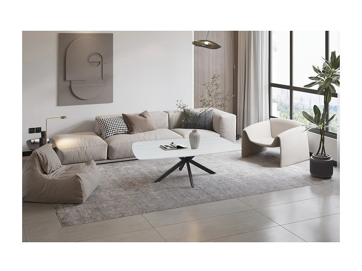 Tables basses ARVENA – Table basse rectangulaire 130x70 cm – 5 coloris pierre et marbre – Design contemporain