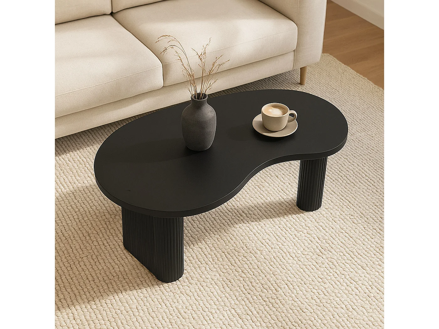 Couchtisch MCW-O29, Holzoptik schwarz