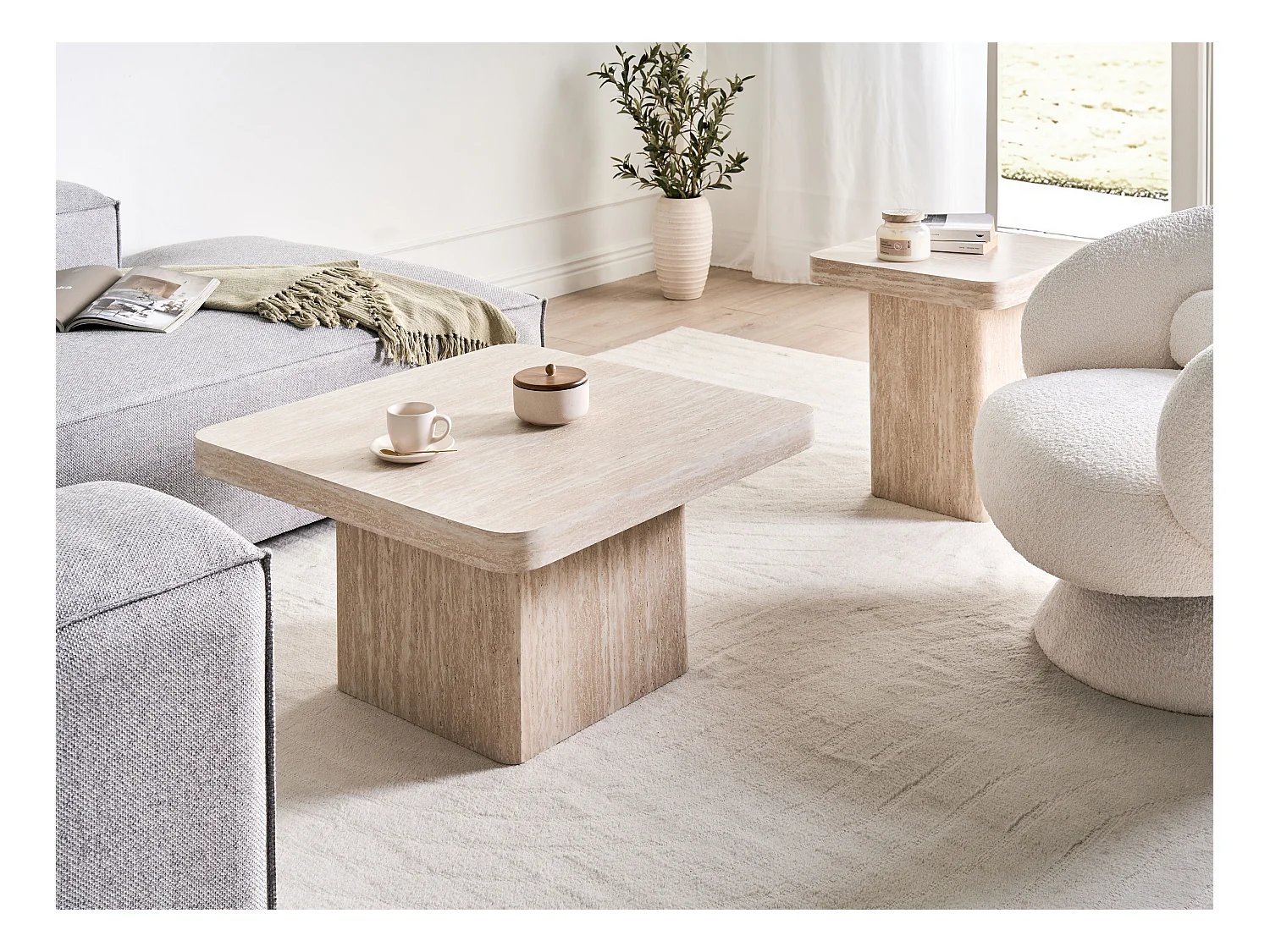 Salontafel DUSON Travertijn-effect