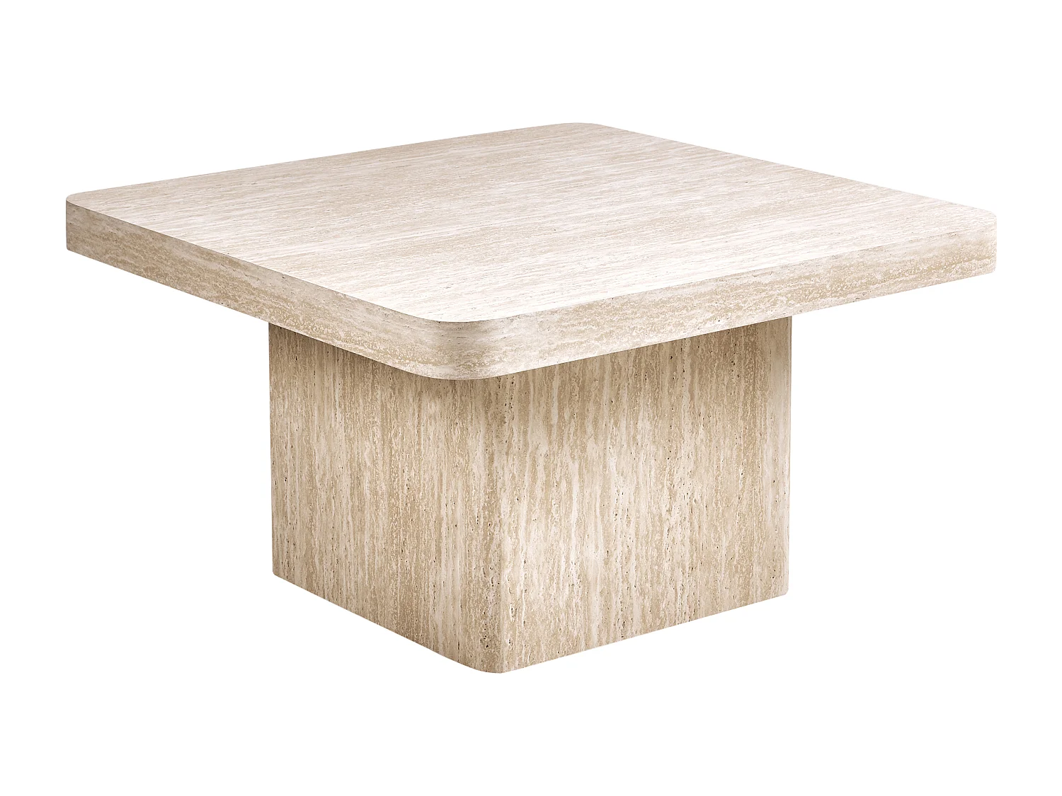 Couchtisch MDF-Platte Travertinoptik Modernes Design Beige 80 x 80 cm Duson