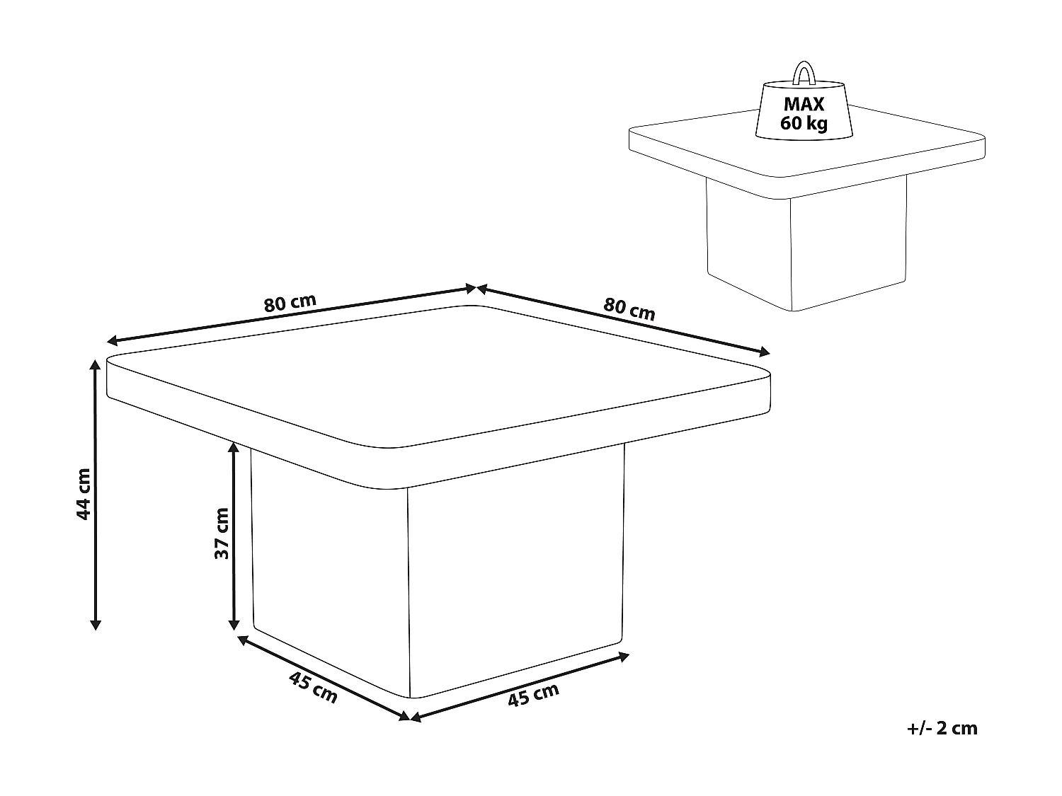 Couchtisch MDF-Platte Travertinoptik Modernes Design Beige 80 x 80 cm Duson