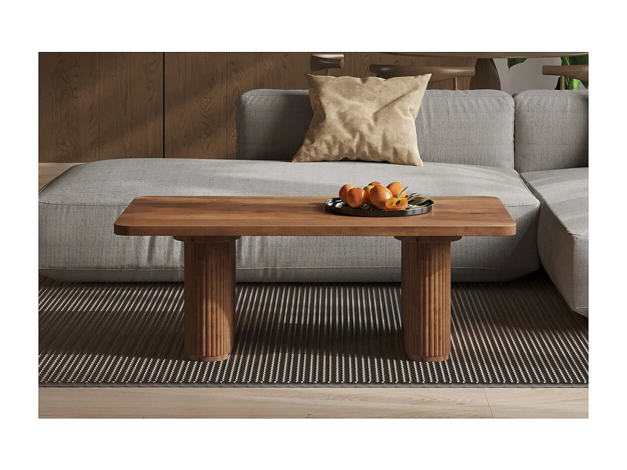 Mesa de centro TALVORA – Madeira de mangueira maciça – Mesa de centro retangular 120x60 cm – Design rústico e natural