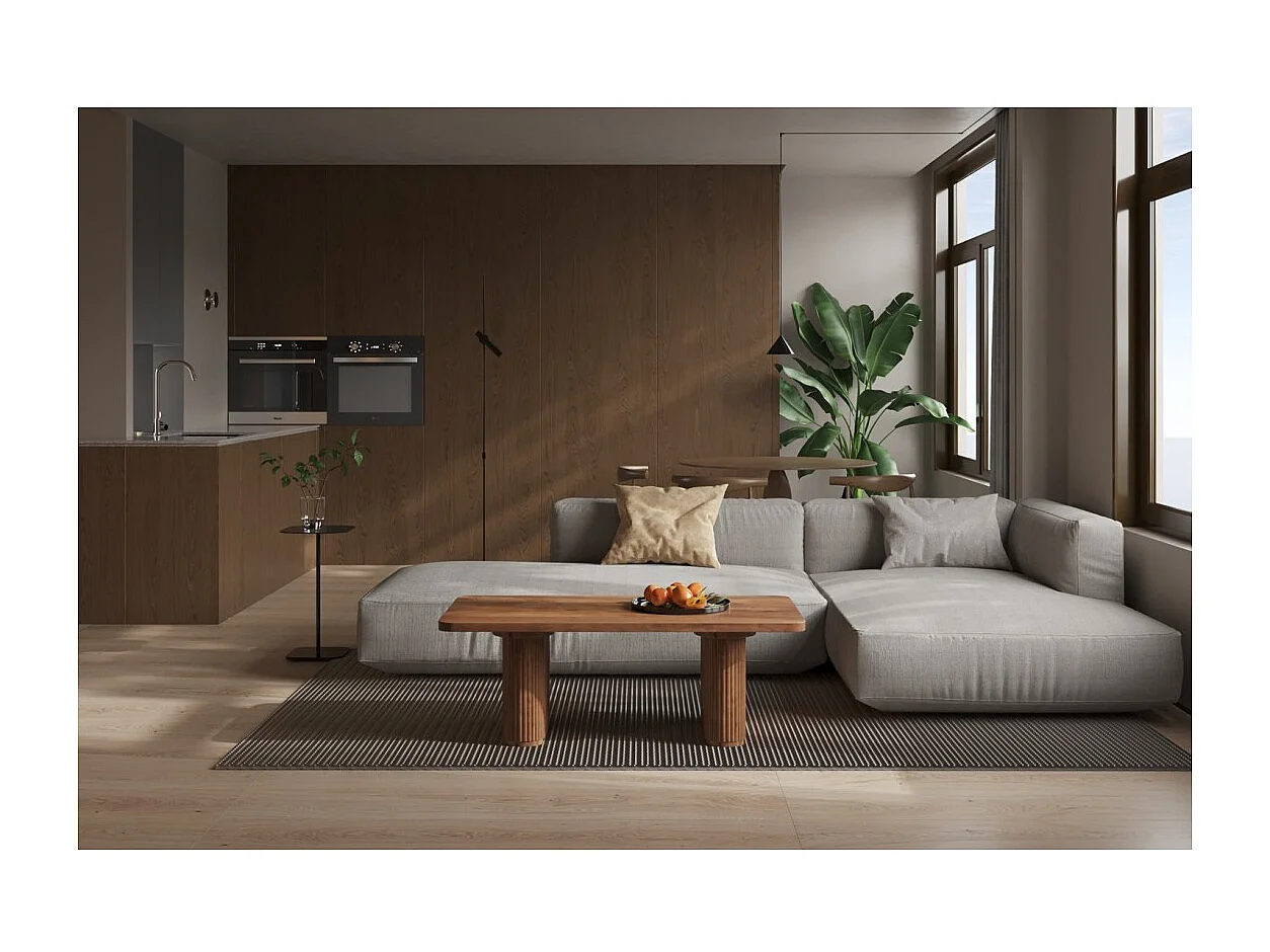 Mesa de centro TALVORA – Madeira de mangueira maciça – Mesa de centro retangular 120x60 cm – Design rústico e natural