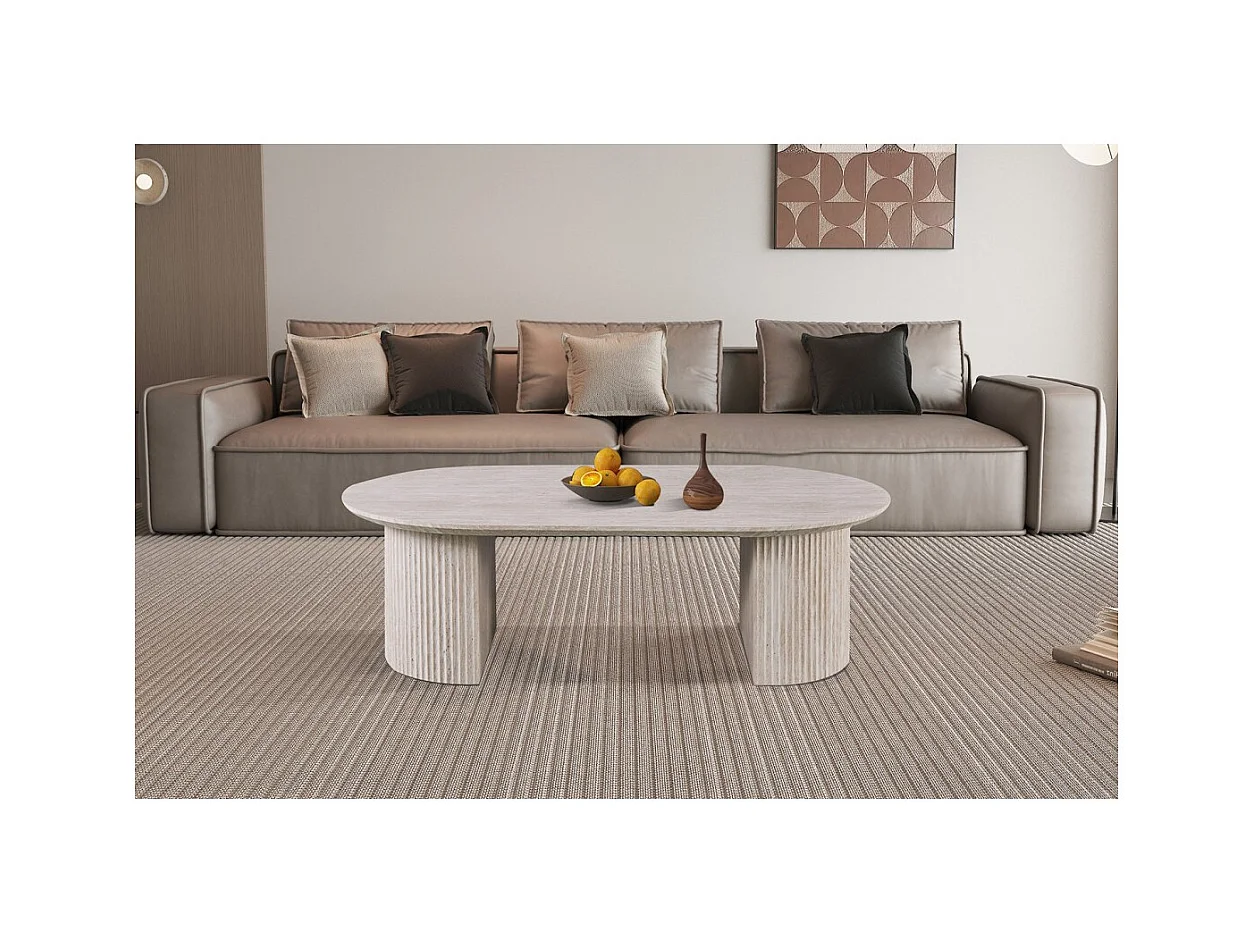 Mesa de Centro VAGOS – Cor carvalho claro – Mesa de centro retangular 120x70 cm – MDF – Design natural e moderno